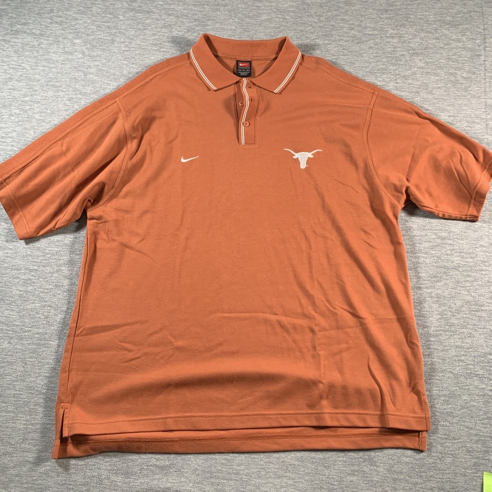 Vintage Texas Longhorns Shirt Polo Mens XL Orange Football Nike Team Cotton